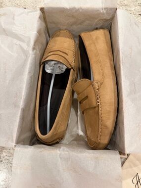 Women’s Tan Suede Penny Loafers - Classic Driving Moccasins